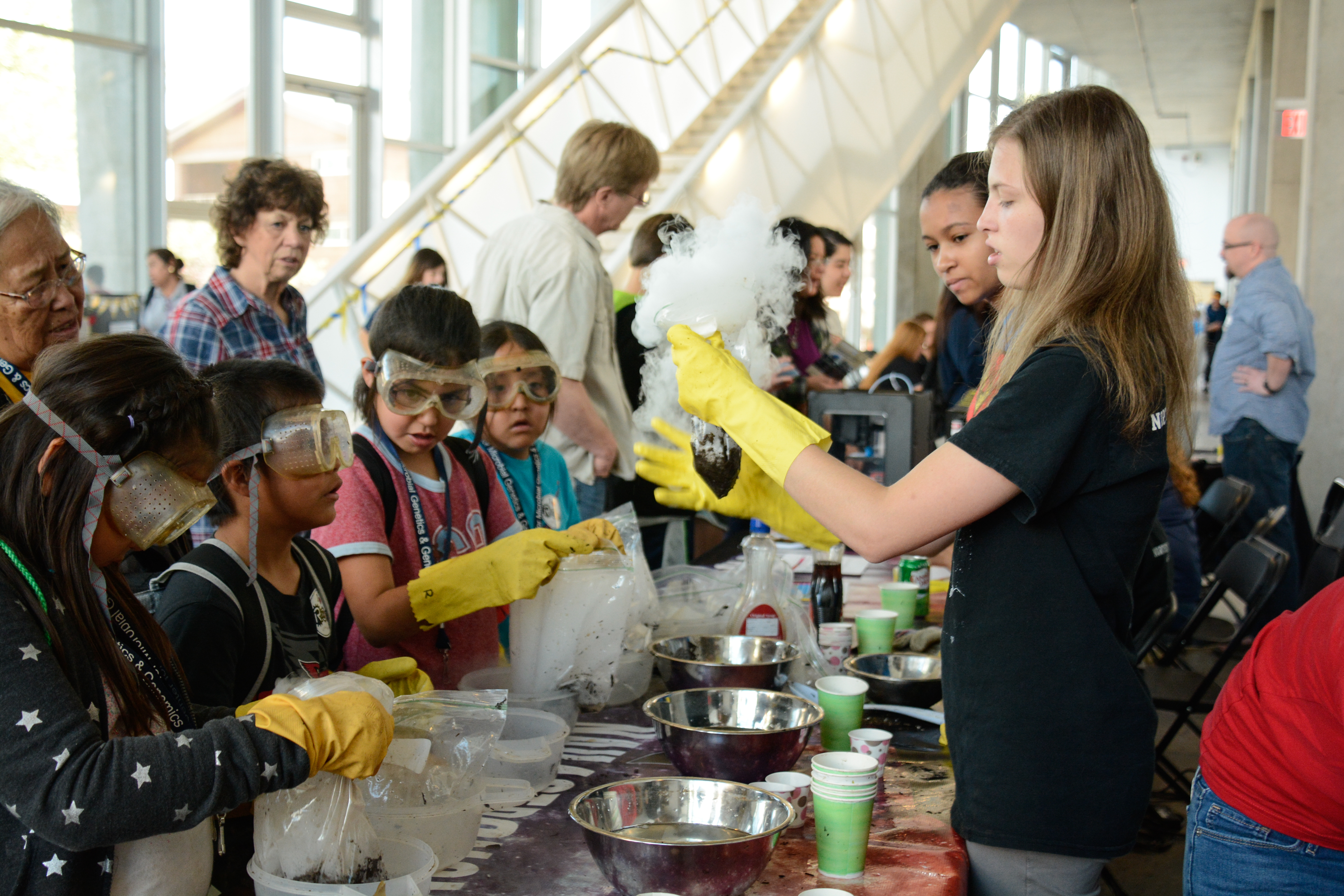 Girl demonstrating chemistry experiment