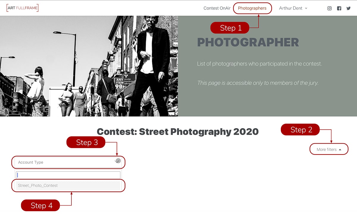ArtFullFrame Photographers section for Jury