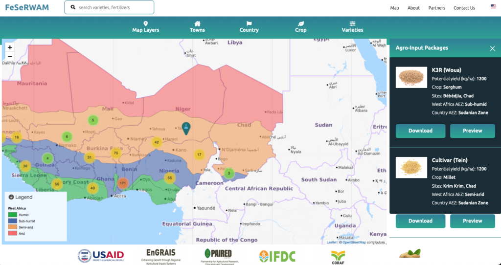 Screenshot of FeSeRWAM Platform