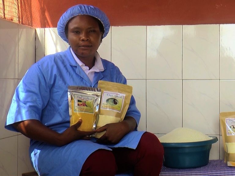 Sisso displays her cassava products