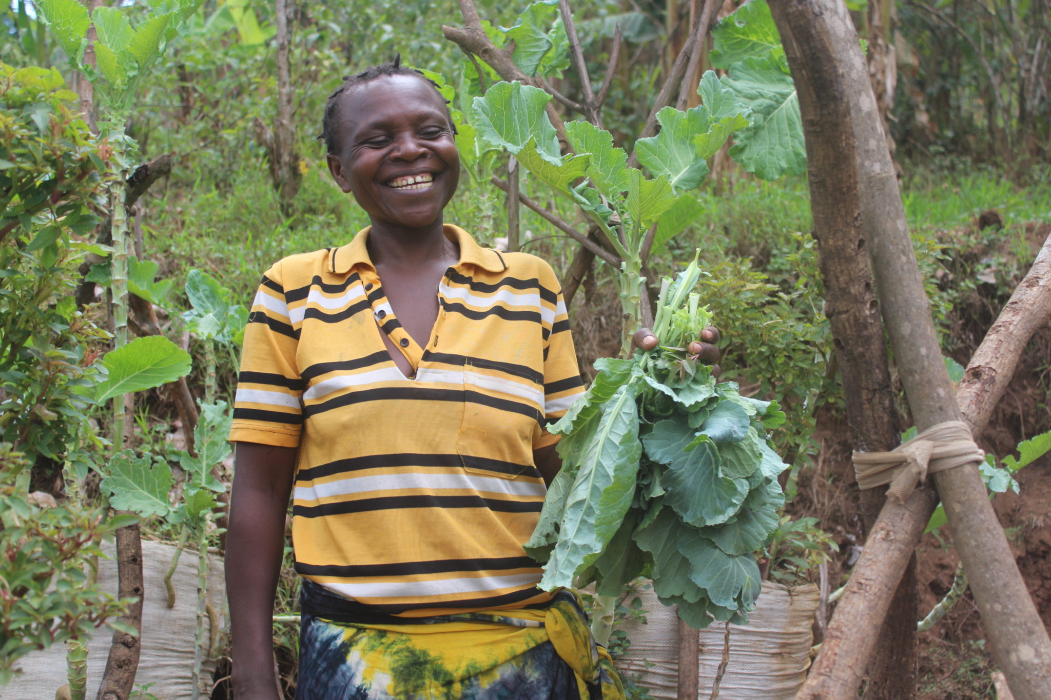 Nancy with her kitchen garden harvest