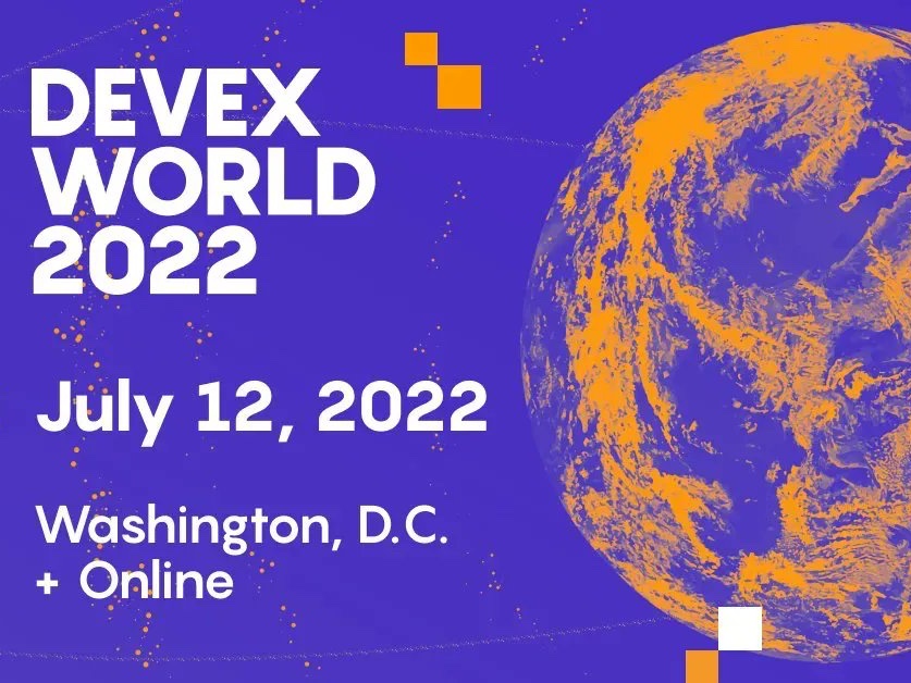 purple & orange Devex world banner