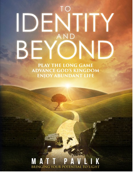 To Identity and Beyond book cover with path through hills into a sunrise.