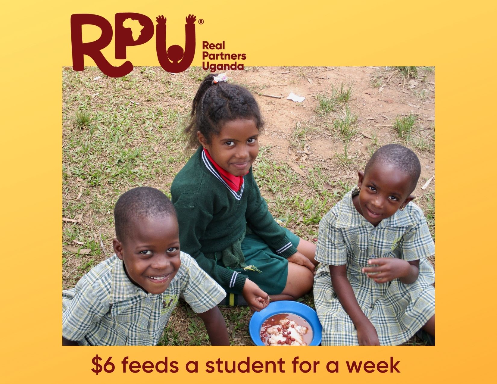 Children eating posho and beans